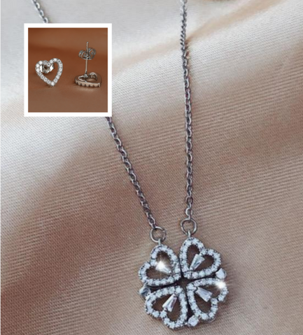 Explosive Style Detachable Deformed Four-leaf Clover Necklace For Women A Multi-wearing Zircon Small Love Short Clavicle Chain Explosive Style Detachable Deformed Four-leaf Clover Necklace For Women A Multi-wearing Zircon Small Love Short Clavicle Chain
