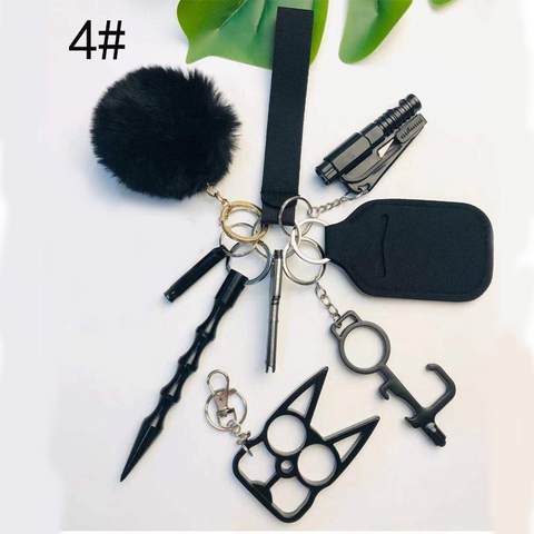 Self Defense Keychain Suit Personal Keychain For Girls Women Safety Key Ring With Hand Sanitizer Bottle Holder Pompom Whistle Self Defense Keychain Suit Personal Keychain For Girls Women Safety Key Ring With Hand Sanitizer Bottle Holder Pompom Whistle