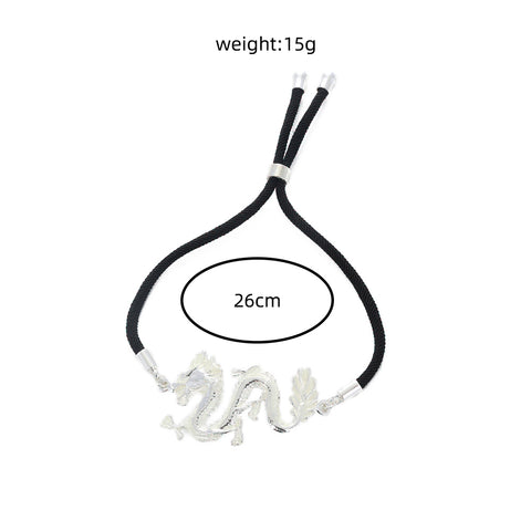 Glow-in-the-dark Silver Dragon Leather drawstring adjuster bracelet Glow-in-the-dark Silver Dragon Leather drawstring adjuster bracelet