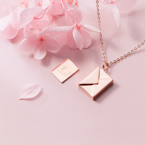 MloveAcc Genuine 925 Sterling Silver Necklace Women Envelope Lover Letter Pendant Best Gifts For Girlfriend MloveAcc Genuine 925 Sterling Silver Necklace Women Envelope Lover Letter Pendant Best Gifts For Girlfriend