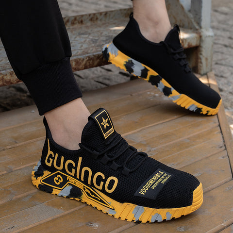 Indestructible Steel Toe Work Shoes For Men Letter Print Puncture Proof Sneakers Indestructible Steel Toe Work Shoes For Men Letter Print Puncture Proof Sneakers