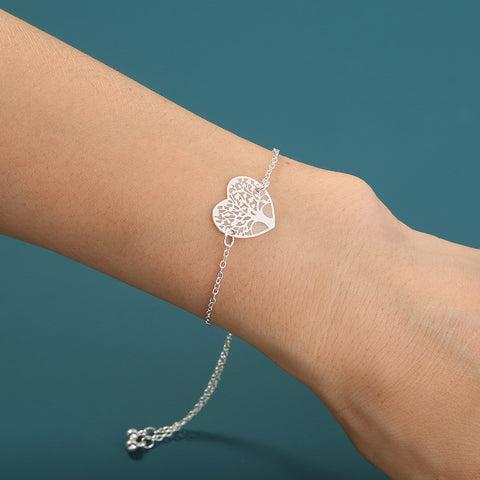 Silver copper heart tree of life dripping oil luminous bracelet Silver copper heart tree of life dripping oil luminous bracelet