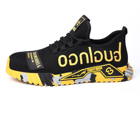 Indestructible Steel Toe Work Shoes For Men Letter Print Puncture Proof Sneakers Indestructible Steel Toe Work Shoes For Men Letter Print Puncture Proof Sneakers