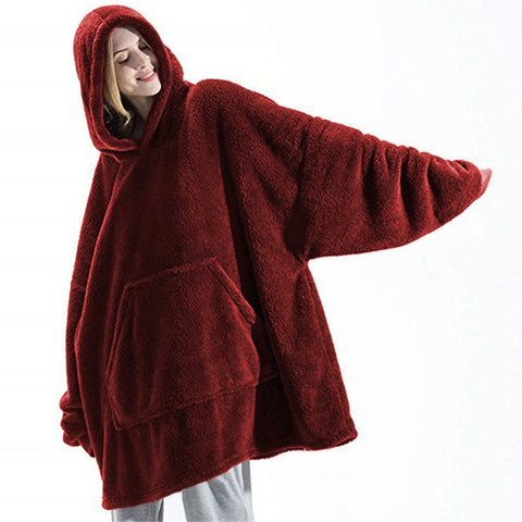 Hoodie Sweatshirt With Big Pocket Tops Sweater Comfortable Loose Double-Sided Fleece Thicker Wearable Blanket Hoodie Sweatshirt With Big Pocket Tops Sweater Comfortable Loose Double-Sided Fleece Thicker Wearable Blanket