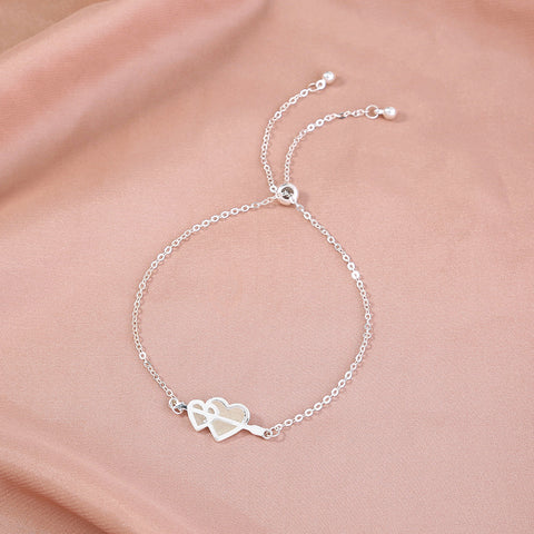 Glow-in-the-dark couple love heart silver bracelet Glow-in-the-dark couple love heart silver bracelet