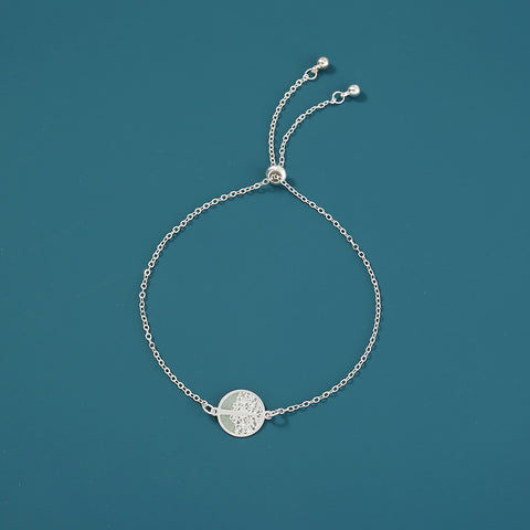 Silver Circle life tree copper sheet luminous dripping oil necklace Silver Circle life tree copper sheet luminous dripping oil necklace