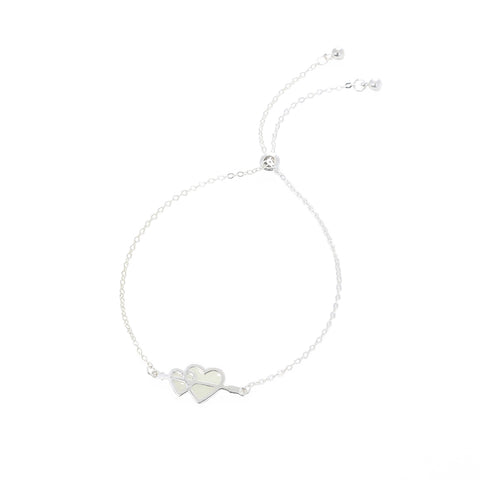 Glow-in-the-dark couple love heart silver bracelet Glow-in-the-dark couple love heart silver bracelet