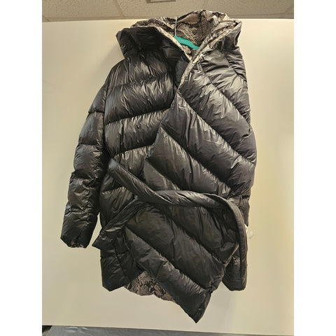 Bloomingdales Diane Von Furstenberg Black Python Womens XL Reversible Jacket