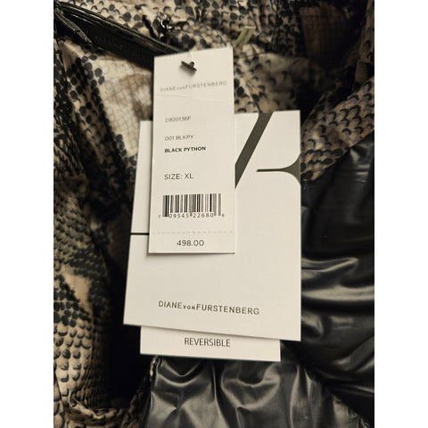 Bloomingdales Diane Von Furstenberg Black Python Womens XL Reversible Jacket