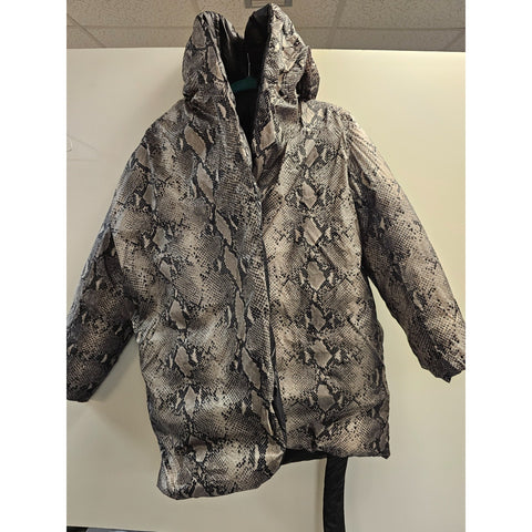 Bloomingdales Diane Von Furstenberg Black Python Womens XL Reversible Jacket