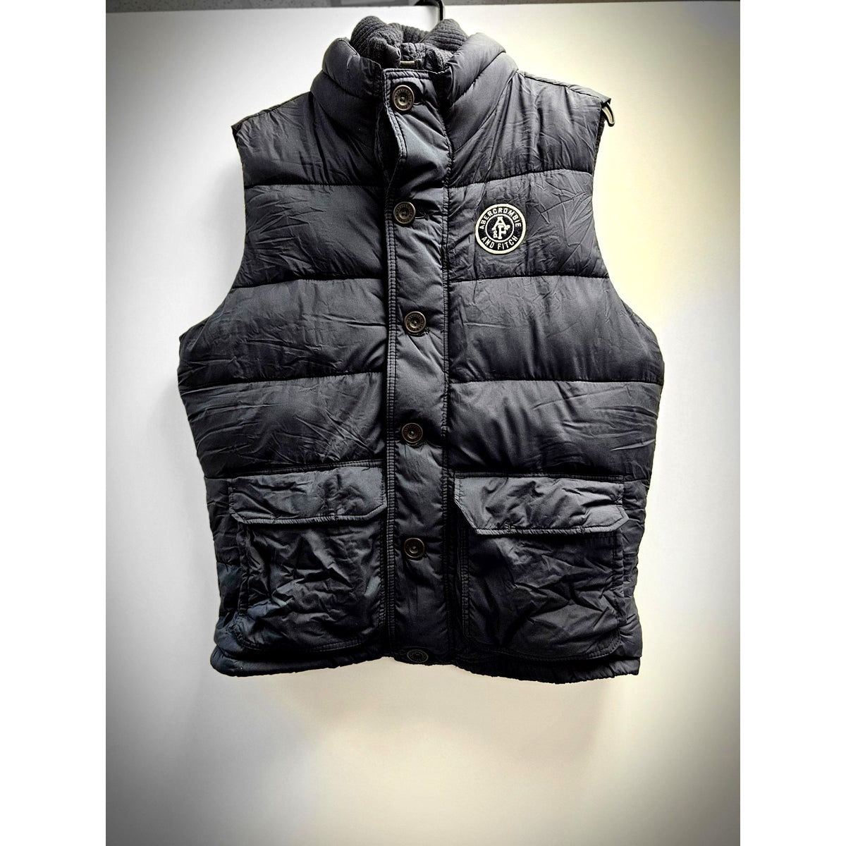 Abercrombie & Fitch Puffer Vest Men’s XL Blue Down Full Zip Summit Rock Y2K