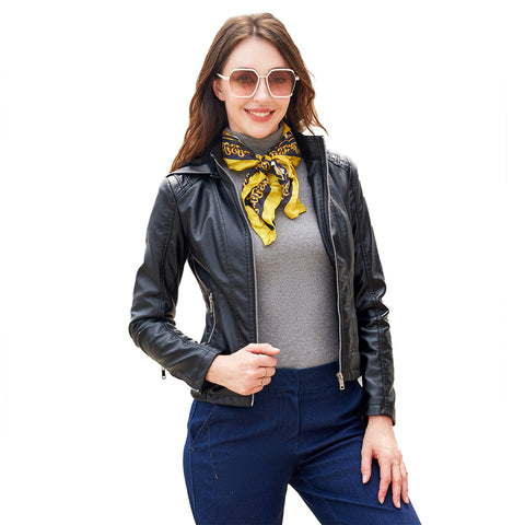 Women Leather Jacket European Size Female Coat 2022 Winter Women's Moto Biker Zipper Jacket Purple Bandage Coffee