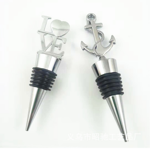 Manufacturer Sells Directly LOVE Ship Anchor Red Wine Stopper Creative Wine Stopper Zinc Alloy Bottle Stopper Fresh-keeping Stopper Christmas Gift