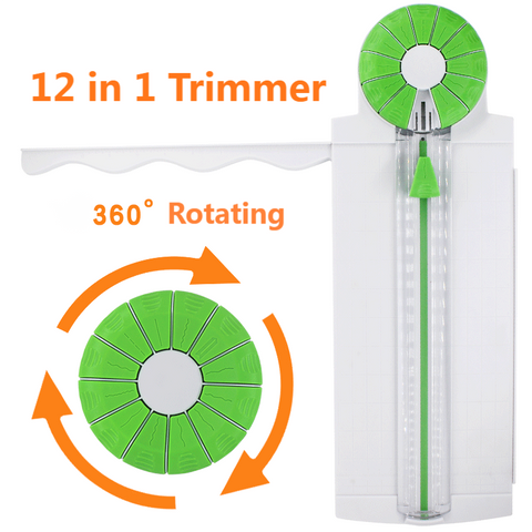 A3A4A5 Multi-function Paper Cutting Knife Creasing Dotted Line Curve 360 - Degree Rotating Manual Paper Cutter 12 In 1 Trimmer