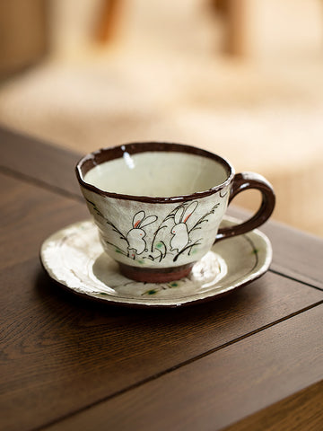 Ceramic Tea Cup Set Vintage Oribe Cherry Blossom Coffee Cup