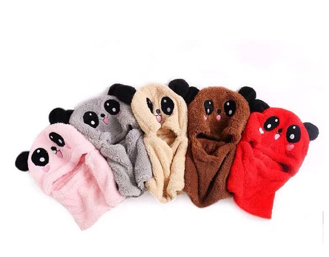 Autumn And Winter Cute Panda Head Hat Children Cartoon Scarf Hat Two-piece Double Fleece Warmth Boy Girl Child Parent-child Baby Hat
