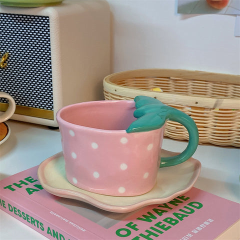 Cute Three-dimensional Strawberry Coffee Cup And Saucer Afternoon Tea Set