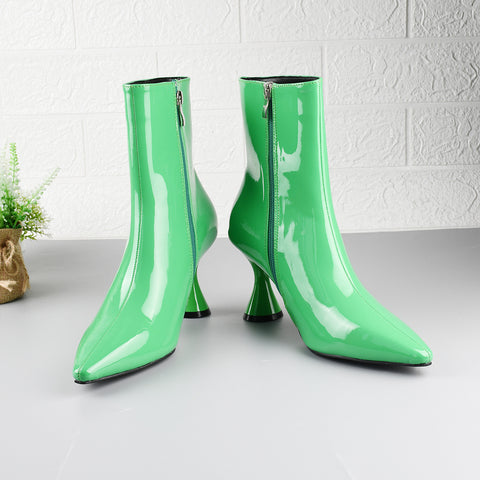 Women Boots Pointed Toe Ankle Boots Side Zipper Shoes