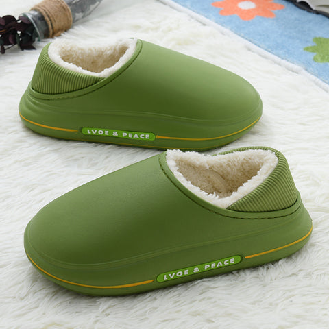 EVA Fluffy Slippers Waterproof Warm Plush Shoes For Women Couple