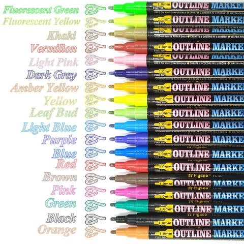 Double Line Pen Color Ledger Pen Dreamlike Outline