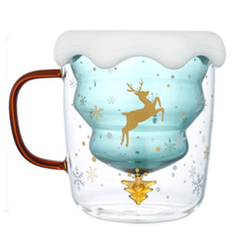 High Borosilicate Christmas Tree Double Glass Water Cup