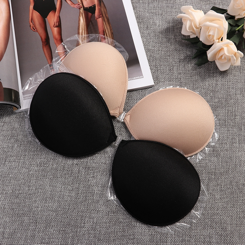 Sexy Women Invisible Push Up Bra Self-Adhesive Silicone Bust Front Closure Sticky Bra Backless Strapless Bra Washable