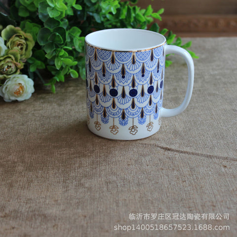Royal Stoke British Afternoon Tea Coffee Cup Peacock Feathers Water Cup Teacup Coffee Set Pottery