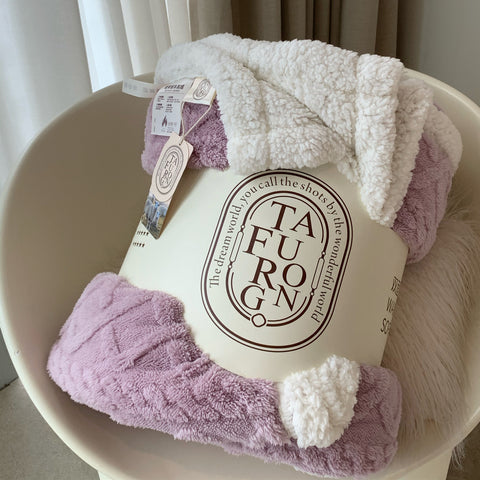 Jacquard Cut Flowers Plain Big Sofa Blanket Home Blanket Soft Outfit Matching Blanket
