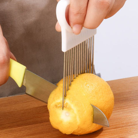 Stainless Steel Onion Fruits Vegetable Meat Needle Fork Slicer Tomato Cutter Cutting Holder Kitchen Accessorie Tool
