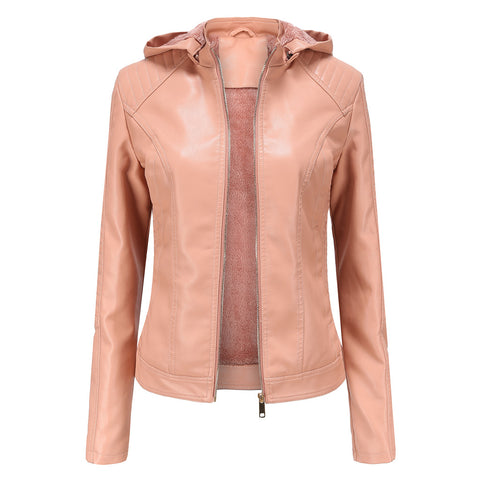Winter PU Leather Jacket Women 2022 Hooded Fur Lining Coat Female Slim Women's Leather Jacket Motorcycle Hoodies Jacket