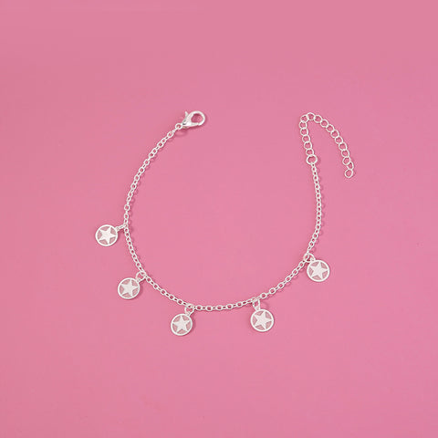 Luminous Five-pointed Star Copper Plate Silver Drip Bracelet