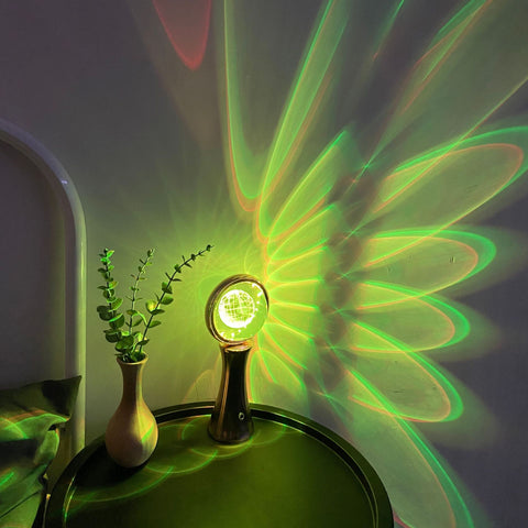 3D Crystal Globe Rotating Night Light RGB Charging