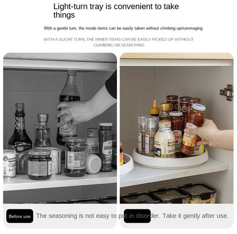 360 Rotation Non-Skid Spice Rack Pantry Cabinet Turntable With Wide Base Storage Bin Rotating Organizer For Kitchen Seasoning