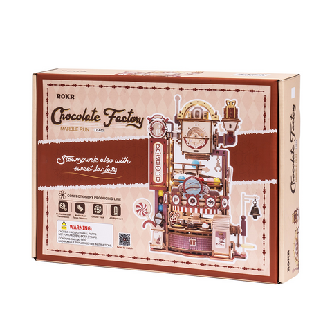 Robotime ROKR DIY Chocolate Factory 3D Wooden Puzzle Assembly Marble Run Toy Gift For Children Teens Adult LGA02