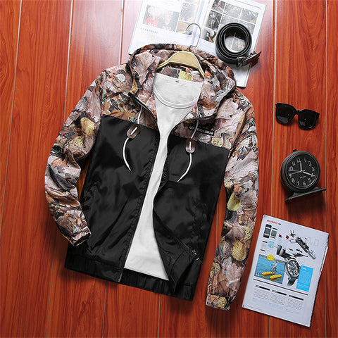 Floral Jacket Men Slim Fit Flowers Pilot Jacket Coat US Size Men Hooded Jackets