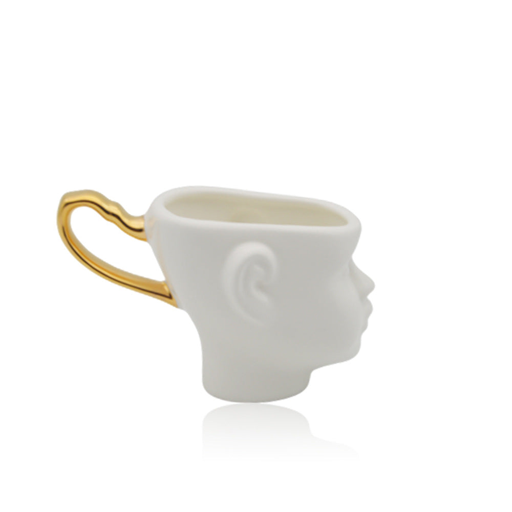 Nordic style personality creative face mug couple ceramic coffee cup milk tea cup doll doll head coffee cup