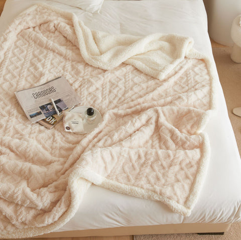 Jacquard Cut Flowers Plain Big Sofa Blanket Home Blanket Soft Outfit Matching Blanket