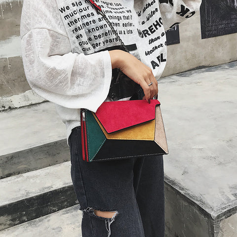 2021 autumn new color personality stitching handbags simple shoulder diagonal package frosted small square bag