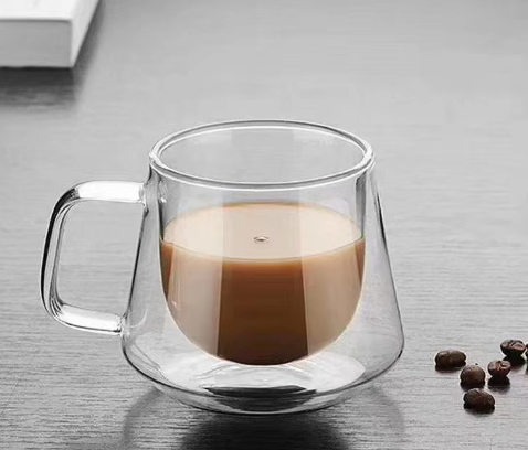 Coffee Cup Double-layer Insulated Milk Tea Diamond Cup Transparent With Handle