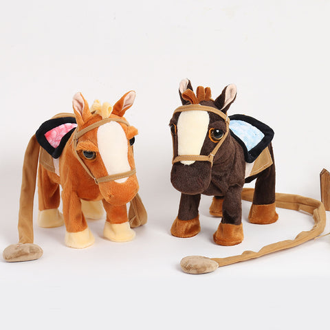 Children's Electric Plush Toy  Will Sing And Dance Simulation Horse Leash Walking Electronic Horse Machine Horse