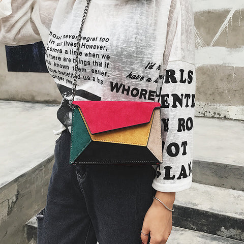 2021 autumn new color personality stitching handbags simple shoulder diagonal package frosted small square bag
