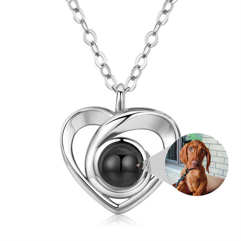 S925 Silver Romantic Photo Projection Necklace Heart Shaped Pendant Necklace