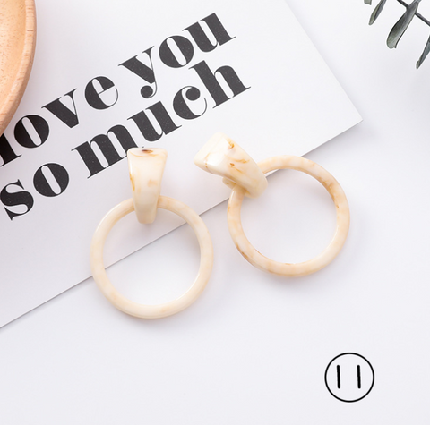 Simple and stylish acrylic geometric leopard stud earrings wooden earrings