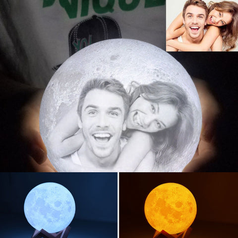 Rambery Moon Lamp 3D Print Night Light Rechargeable 3 Color Tap Control Lamp Lights