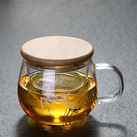 Thickened Glass Tea Cup Household Flower Tea Cup