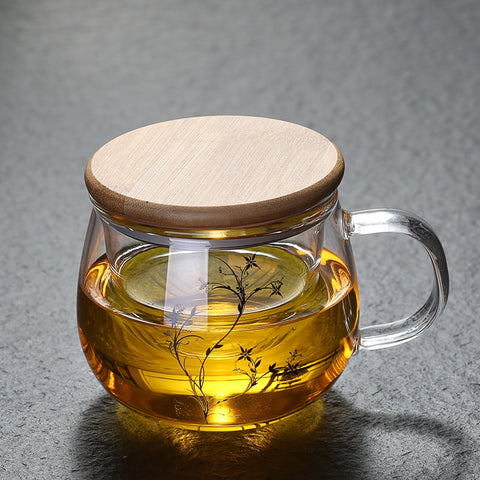 Thickened Glass Tea Cup Household Flower Tea Cup