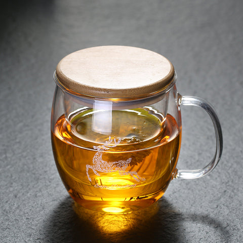 Thickened Glass Tea Cup Household Flower Tea Cup