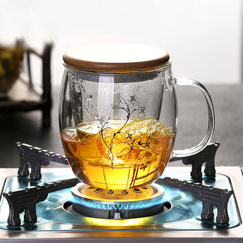 Thickened Glass Tea Cup Household Flower Tea Cup