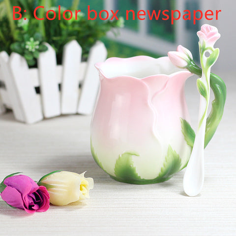 European Style Ceramic Coffee Cup Set Rose Tea Cup