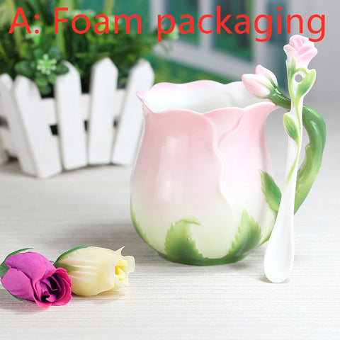 European Style Ceramic Coffee Cup Set Rose Tea Cup